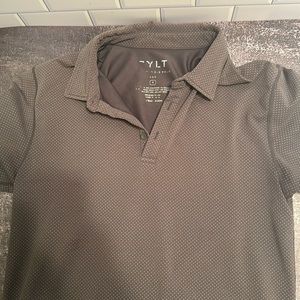Bylt Basics gray polka dot polo